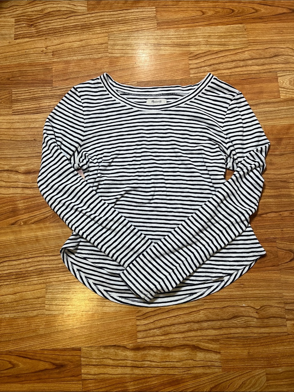 Madewell Black and White Stripe Long sleeve Tee